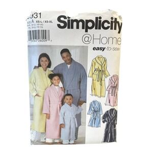 Simplicity 5931 Unisex Robe Bathrobe XS-XL Family Easy-to-Sew
